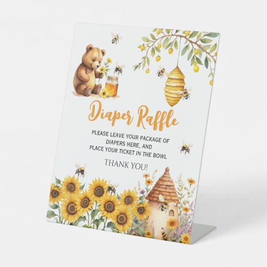 Diaper Raffle Honey Bee Baby Dusche Sockelschild (Vorderseite)