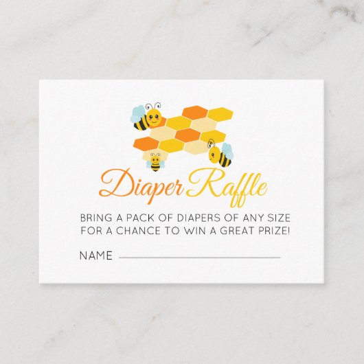 Diaper Raffle Honey Bees Baby Dusche Begleitkarte (Vorderseite)