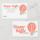 Diaper Raffle Hot Air Ballon Babydusche Visitenkarte (Vorne/Hinten)