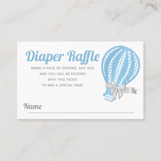 Diaper Raffle Hot Air Ballon Babydusche Visitenkarte (Vorderseite)