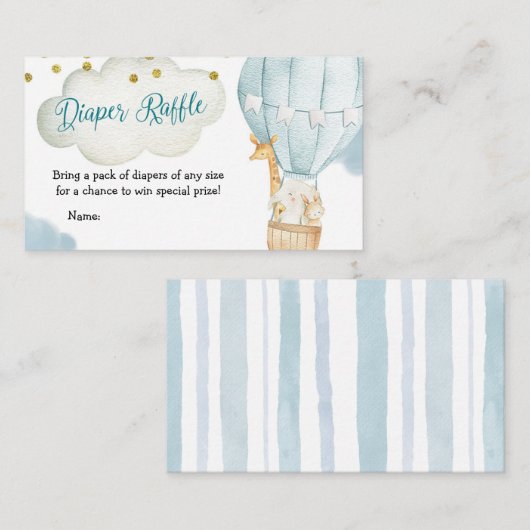 Diaper Raffle Hot Air Ballon Tiere Begleitkarte (Vorne/Hinten)