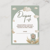 Diaper Raffle Kinderzimmer Boho Bear Baby Dusche Begleitkarte (Vorderseite)