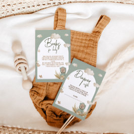 Diaper Raffle Kinderzimmer Boho Bear Baby Dusche Begleitkarte