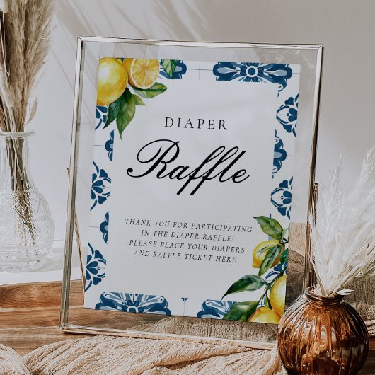 Diaper Raffle Lemon Positano Baby Duschzeichen Poster