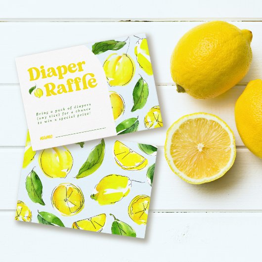 Diaper Raffle Lemon Retro Baby Dusche Begleitkarte