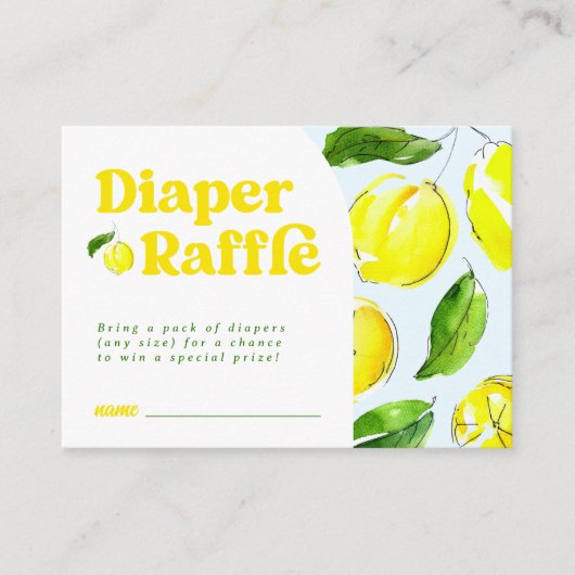 Diaper Raffle Lemon Retro Baby Dusche Begleitkarte (Vorderseite)