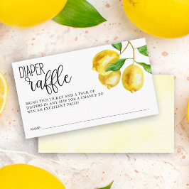 Diaper Raffle Lemon Wasserfarbe Kinderdusche Begleitkarte