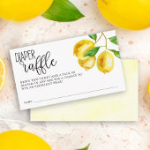 Diaper Raffle Lemon Wasserfarbe Kinderdusche Begleitkarte