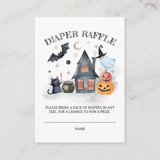 Diaper Raffle Little Boo Halloween Kinderdusche Begleitkarte (Vorderseite)