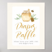 Diaper Raffle Little Honey Bee Baby Shower Table  Poster (Vorne)