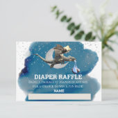 Diaper Raffle Little Knight Dragon Silver Star Einladung (Stehend Vorderseite)