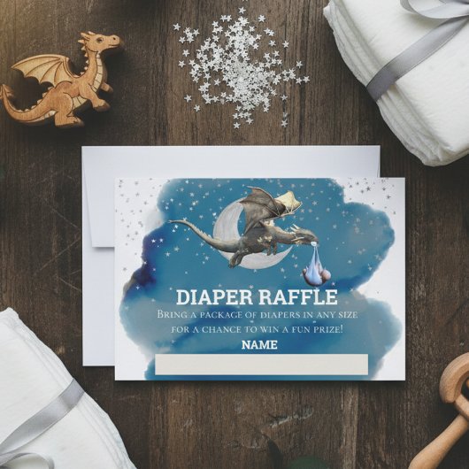 Diaper Raffle Little Knight Dragon Silver Star Einladung