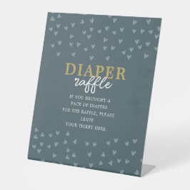 Diaper Raffle Little Sweetheart Boy Blue Hearts Sockelschild