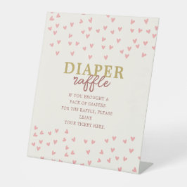Diaper Raffle Little Sweetheart Girl Pink Hearts Sockelschild