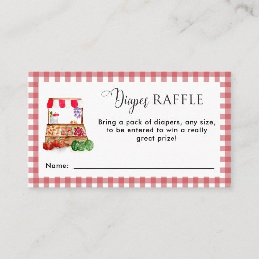 Diaper Raffle Locally Grown Baby Shower Gingham Begleitkarte (Vorderseite)