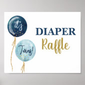Diaper Raffle Marine blaue Zwillingsjungen Zeichen Poster (Vorne)
