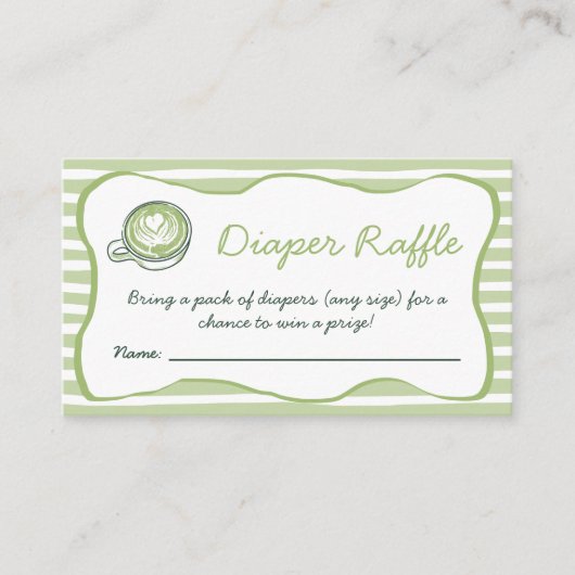 Diaper Raffle Matcha Green Tea Baby Shower Begleitkarte (Vorderseite)