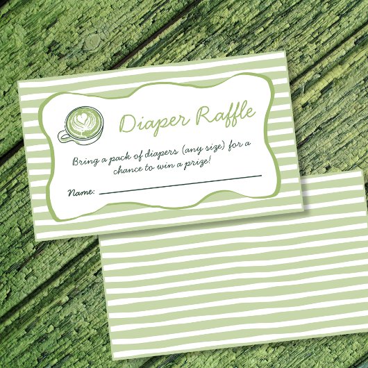 Diaper Raffle Matcha Green Tea Baby Shower Begleitkarte
