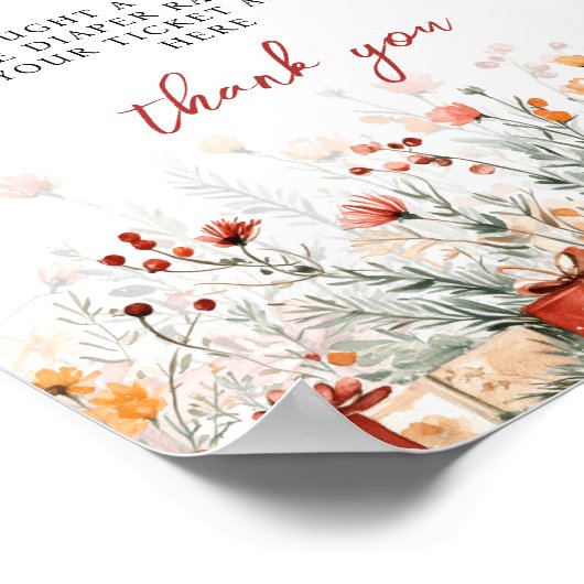 Diaper Raffle Merry Little Baby Shower Game sign Poster (Ecke)