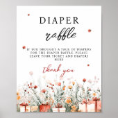 Diaper Raffle Merry Little Baby Shower Game sign Poster (Vorne)