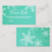 Diaper Raffle Minimalistisch Emerald Snowflakes Begleitkarte (Vorne/Hinten)