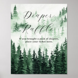 Diaper Raffle Misty Forest Baby Dusche Poster