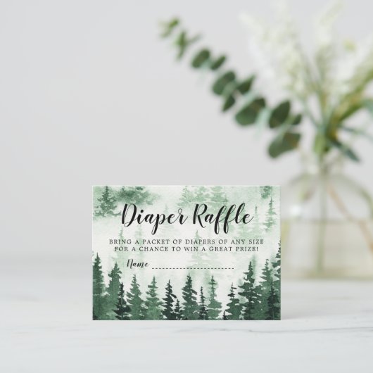 Diaper Raffle Misty Forest Baby Shower Begleitkarte (Stehend Vorderseite)