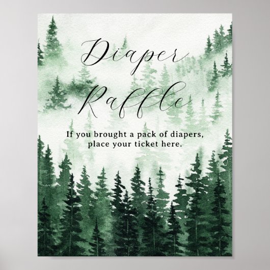 Diaper Raffle Misty Forest Baby Shower Poster (Vorne)
