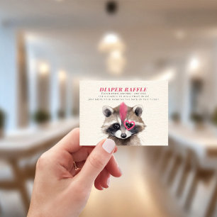 Diaper Raffle Mohawk Raccoon Babydusche Begleitkarte