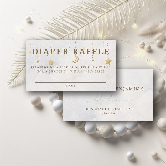 Diaper Raffle Moon Mobile Twinkle Baby Shower Begleitkarte