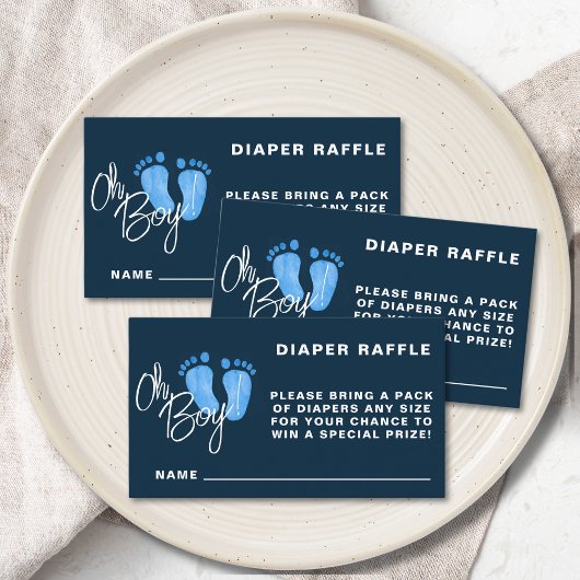 Diaper Raffle Navy Blue Baby Dusche Begleitkarte