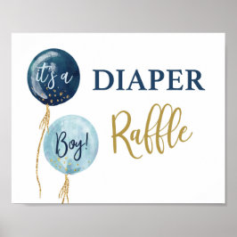 Diaper Raffle navy Blue Baby Dusche Junge Poster