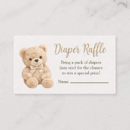 Diaper Raffle Neutral Teddy Bear Baby Shower Boho Begleitkarte