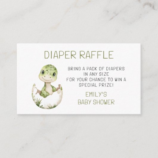 Diaper Raffle Niedlich Dinosaur Wasserfarbe Kinder Begleitkarte (Vorderseite)