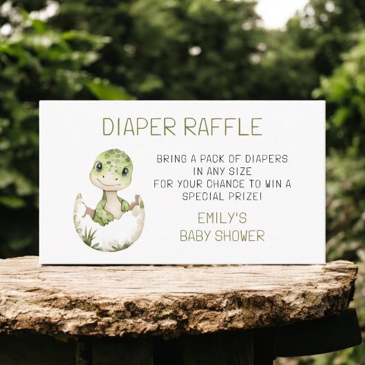 Diaper Raffle Niedlich Dinosaur Wasserfarbe Kinder Begleitkarte
