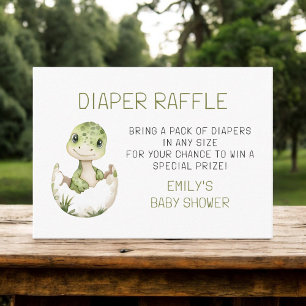 Diaper Raffle Niedlich Dinosaur Wasserfarbe Kinder Begleitkarte
