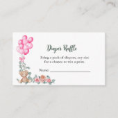 Diaper Raffle Oh Baby Girl Pink Ballon Eukalyptus Begleitkarte (Vorderseite)