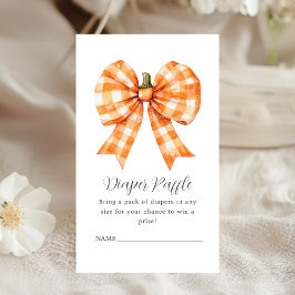 Diaper Raffle Orange Fall Pumpkin Bow Babydusche Begleitkarte