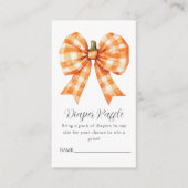 Diaper Raffle Orange Fall Pumpkin Bow Babydusche Begleitkarte (Vorderseite)