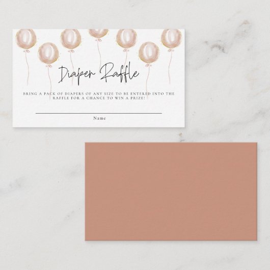 Diaper Raffle Pink Ballon Die Girl Baby Dusche Begleitkarte (Vorne/Hinten)