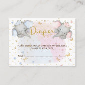 Diaper Raffle Pink Blue Floral Elephant Begleitkarte (Vorderseite)