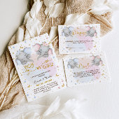 Diaper Raffle Pink Blue Floral Elephant Begleitkarte