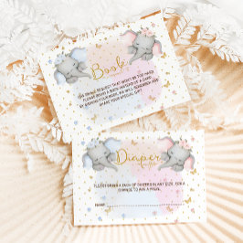 Diaper Raffle Pink Blue Floral Elephant Begleitkarte