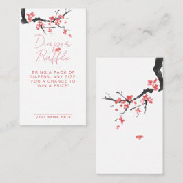 Diaper Raffle Pink Cherry Blossom Baby Shower Begleitkarte