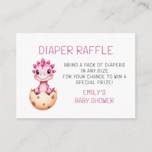 Diaper Raffle Pink Dinosaurier Wasserfarbe Kinderd Begleitkarte (Vorderseite)