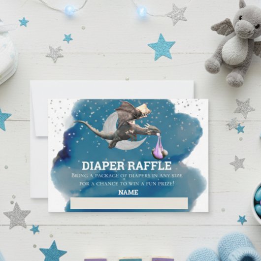 Diaper Raffle Pink Dragon Silver Star Einladung
