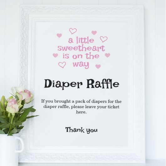 Diaper Raffle Pink Girl Babydusche Schild