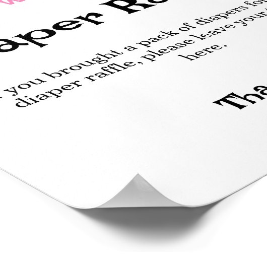 Diaper Raffle Pink Girl Babydusche Schild (Ecke)