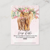 Diaper Raffle Pink Girl Highland Kuh Floral Begleitkarte (Vorderseite)