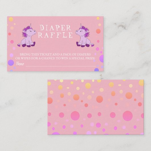 Diaper Raffle Pink Unicorn Twins Girl Babydusche Begleitkarte (Vorne/Hinten)